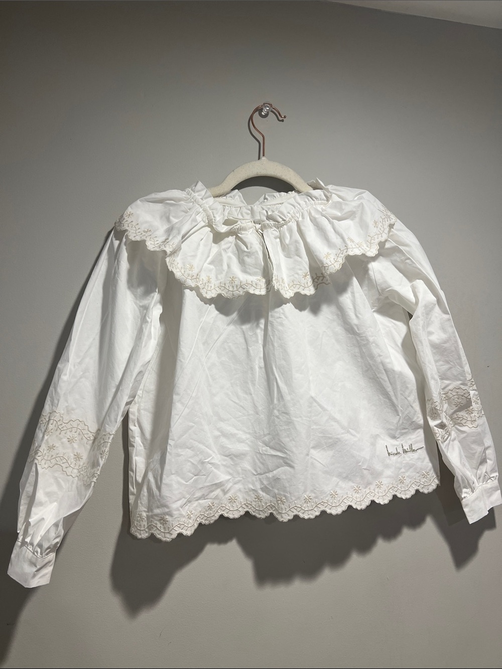Nicole Miller White Ruffled Cotton Girls' Top